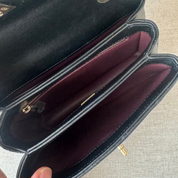 CHANEL Black Lambskin Mini Trendy CC Flap Top Handle Bag Matelasse Leather Gold - Picture 7 of 11